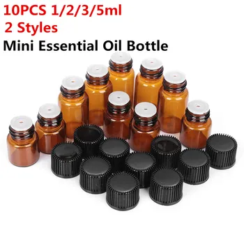 Mini Méretű 1/2/3/5/ML Amber Újratölthető Üres Cseppentő illóolaj Üveg Parfüm Konténer Otthon Élő Utazási Hordozható
