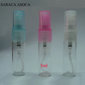90pcs/sok Új Érkezés 5ml Mini Üveg Műanyag Parfüm Spray Palackot Atomize Újratölthető Palackok