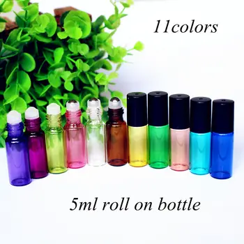 5db/csomag 5ml Amber Parfümös Üveg Üveg Üveg/Fém Golyós Roller illóolaj Üveg Újratölthető Parfüm Roll Üveg