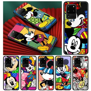 Szín Disney Mickey Samsung S20 FE Ultra Plus A91 A81 A71 a51-es A41 A31 A21 A11-A72 A52 A42 A22 Puha Fekete Telefon Esetében