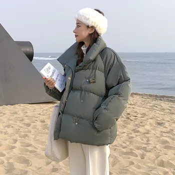 Koreai Le, Kabát, Női Téli Divat Öt Színek Meleg Kabát Basic, Pamut Parka Kabát