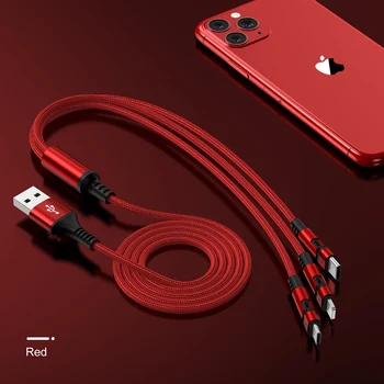 USB-Kábel 3in1 C Típus A villám iphone Samsung Xiaomi Gyors Töltés Egy három forgatható adatkábelek Mobil Telefon Kábel