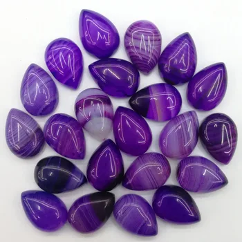 Nagykereskedelmi divat természetes lila csíkos onyx stone, gyöngyök 10X14mm könnycsepp TAXI CABOCHON laza gyöngyök 20db nincs lyuk Ingyenes szállítás