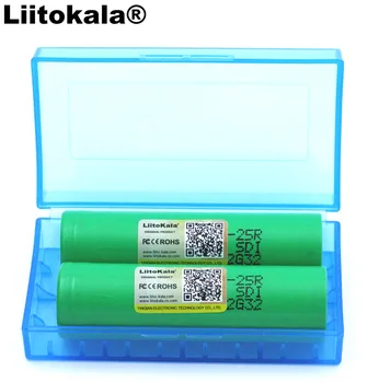 2DB Liitokala Új 18650 2500mAh akkumulátor INR1865025R 3.6 V mentesítés 20A akkumulátorok + Tároló doboz