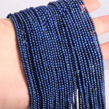 Természetes Kő Gyöngyös Lapis lazuli Laza elszigeteltség Gyöngy Ékszerek Készítése Beadwork DIY Nyaklánc, karkötő kiegészítők 2mm 3mm