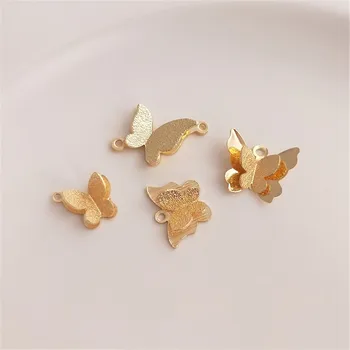 14K Arany Töltött kétrétegű kis pillangó medál, dupla lóg tartozékok kézzel készített anyag diy fülbevaló medál