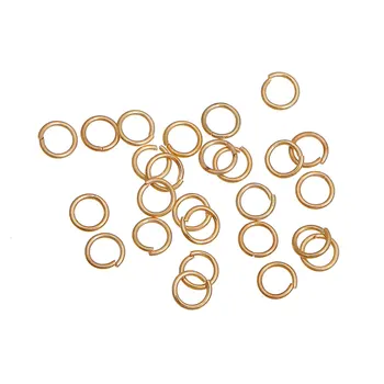 A cink Alapú Ötvözet Nyitott Jump Gyűrűk Megállapítások Kerek 14K Valódi Aranyozott, 4 mm( 1/8