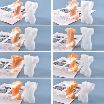 1db 3D-Művészeti Szervezet Gyertya Penész Női Férfi Művészet Szobor Modell Szilikon forma Parfüm gyertyakészítés Haza Asztal Dísz 2021 Új