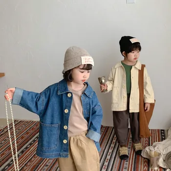 Gyermek farmer kabát tavaszi, őszi 2021 új-férfi, női gyermek viseljen koreai laza baba kabát kardigán
