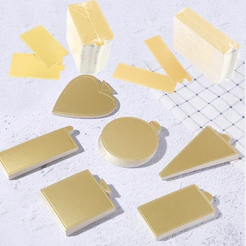 Több Formák Arany Torta Karton Desszert Megjeleníti Pad 100/Set Mousse Torta papírtálca Fél Süteményt Díszítő Eszköz