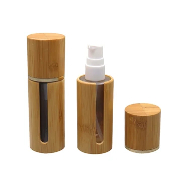 10db 30ml Bambusz Kozmetikai Krémet, Újratölthető Palack DIY Üveg Emulziós Szivattyú Csomagolás Üres Smink Folyékony Alapítvány Konténer