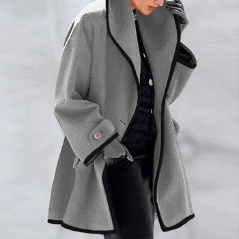 Gyapjú Női Kabát Laza Fit Kabátban, Árok Kabát Outwear
