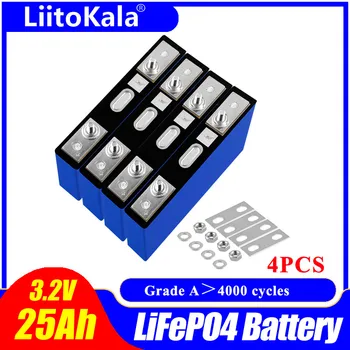 4db LiitoKala 3.2 V 25Ah LiFePO4 akkumulátor cella Lítium-vas-foszfát mély ciklus Diy 12V 24V 36V 48V napenergia UPS power