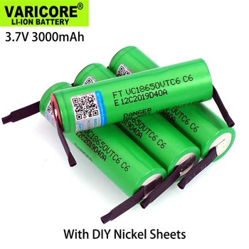 4-20 DB VariCore 3,7 V 3000mAh VTC6 18650 Li-ion Újratölthető Akkumulátor 18650 VTC6 akkumulátorok+DIY Nikkel Lapok