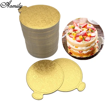Aomily Arany Nyomtatás Kerek Mousse Torta Tanácsok Papír 100/Set Cupcake Desszert Megjeleníti Tálca, Esküvői Torta, Sütemény Díszítő Készlet